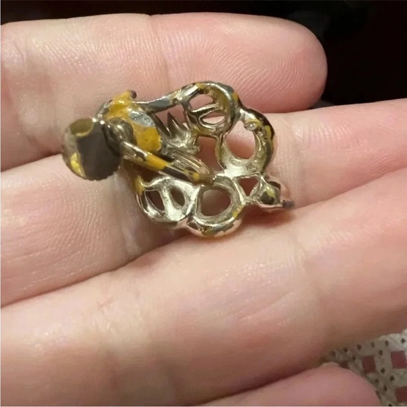 - Vintage clip earrings with gemstone and pearl - Picture 2 of 2